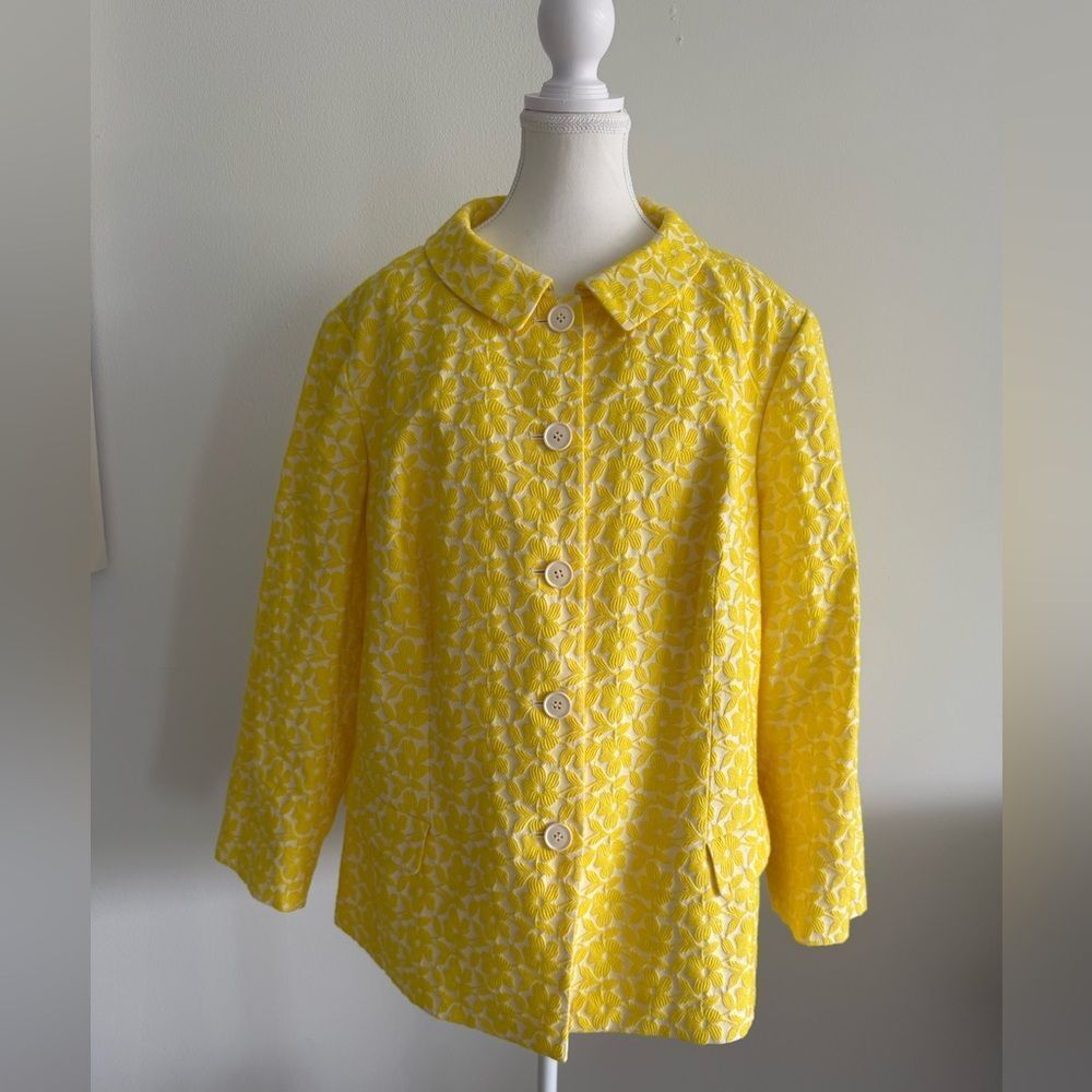 Lafayette 148 New York Yellow Patterned Boxy Jacket